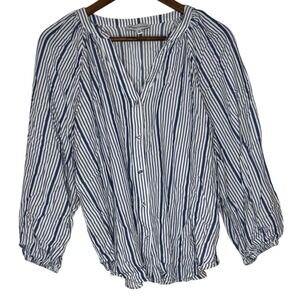 Gibson Latimer Striped Blouse Button Down Long Sleeve Top XL‎